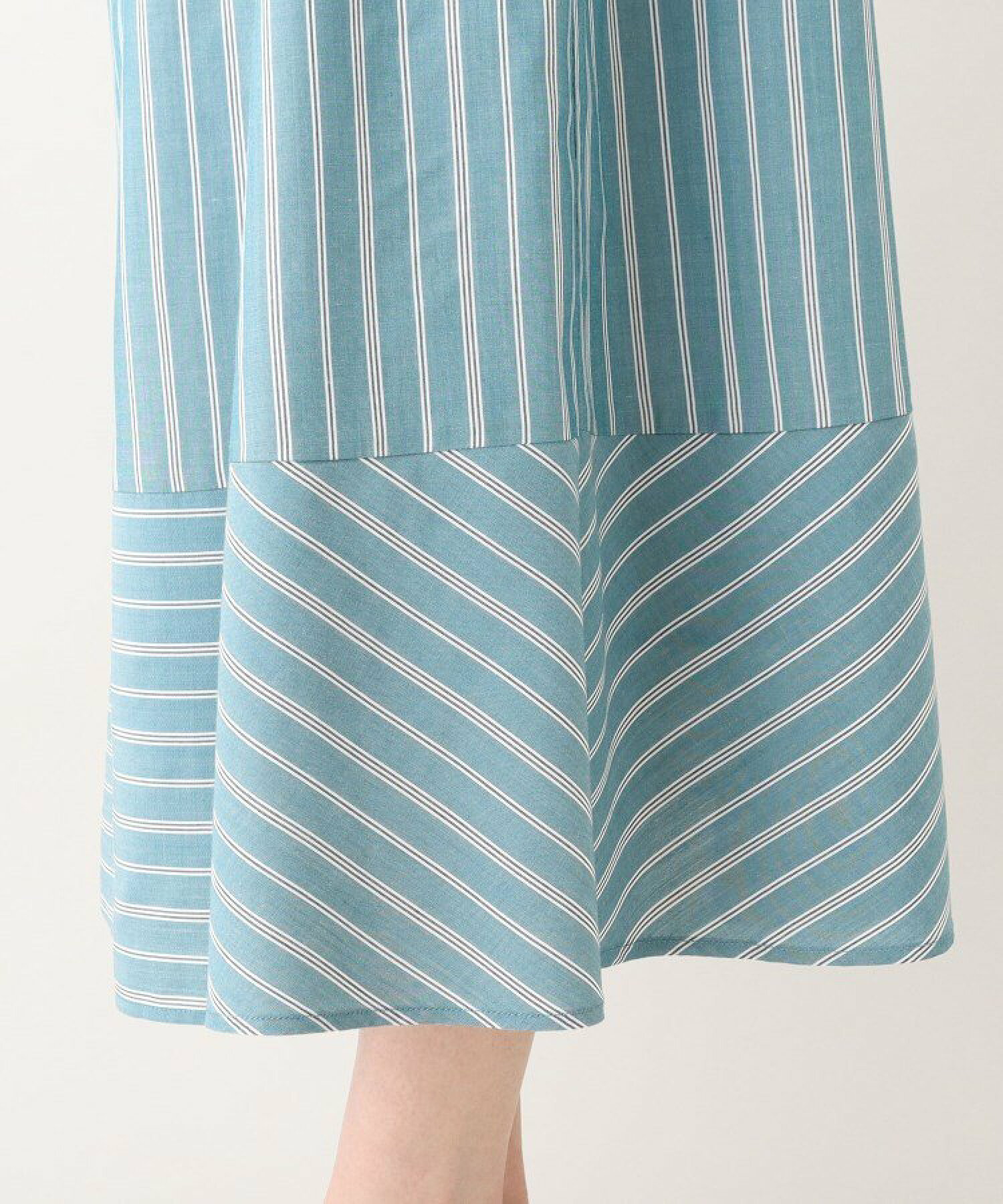 【イージーケア/きれいめ】ストライプ柄 デザインスカート